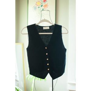 vintage 80s black cropped knit vest